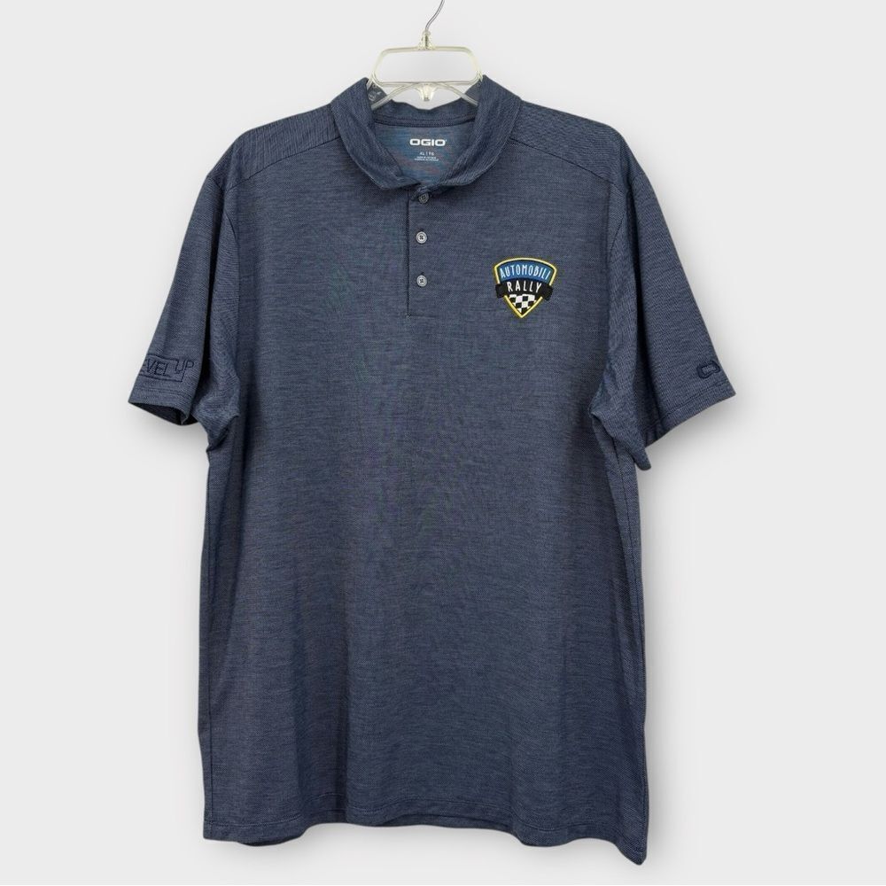 OGIO Short Sleeve Polo Shirt with‎ Automobili Rally Patch in Blue Men’s Size XL